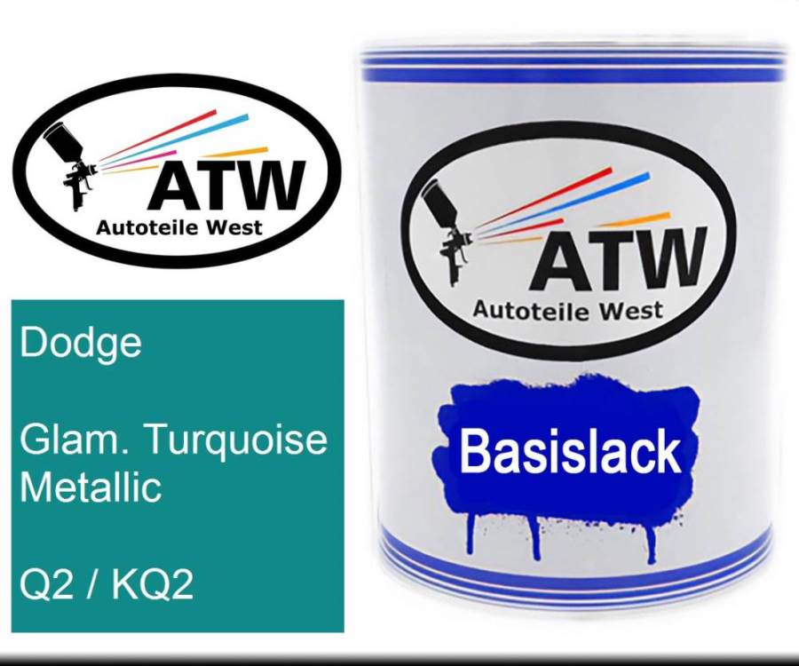 Dodge, Glam. Turquoise Metallic, Q2 / KQ2: 1L Lackdose, von ATW Autoteile West.